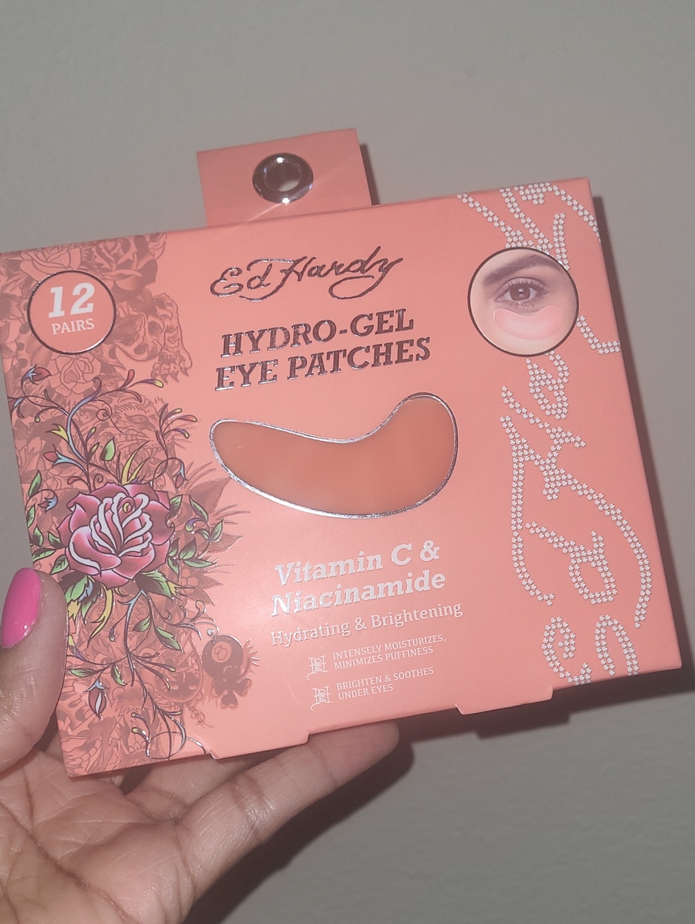 Ed Hardy Hydro-Gel Eye Patches — Coral Pink Vitamin C & Niacinamide - Picture 5 of 5